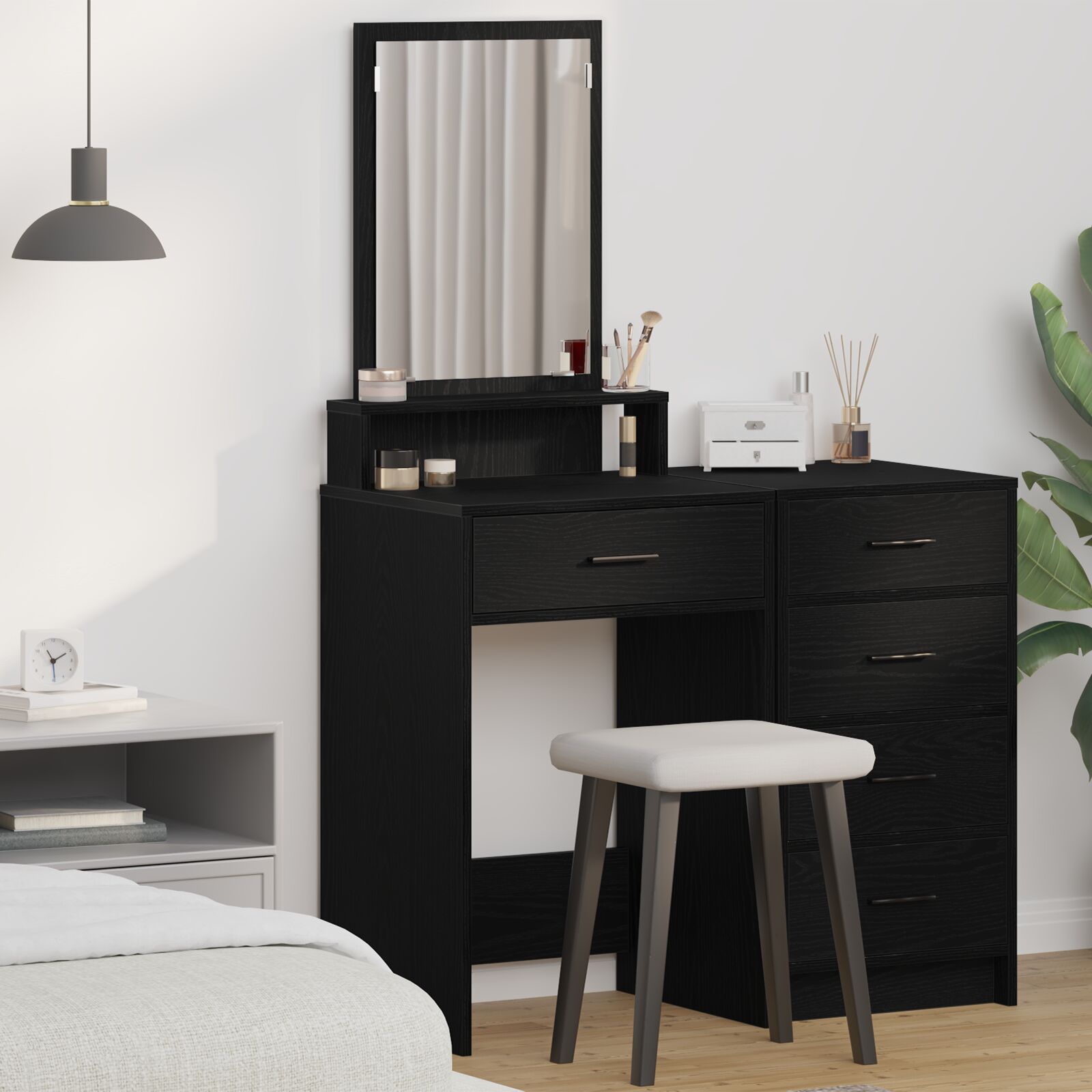 Kaptafel Met Lades Hout 50 x 41 x 140 cm Zwart eiken