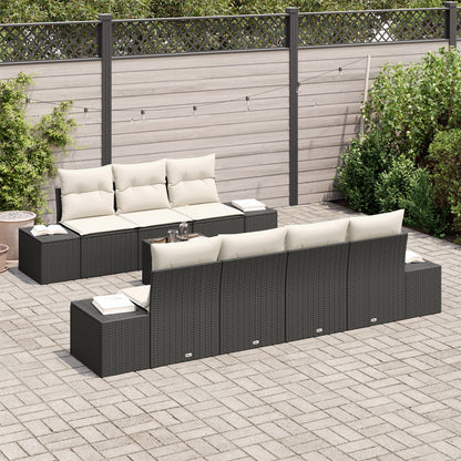 8-Delig Tuin Sofa Set Met Kussens Zwart Poly Rattan