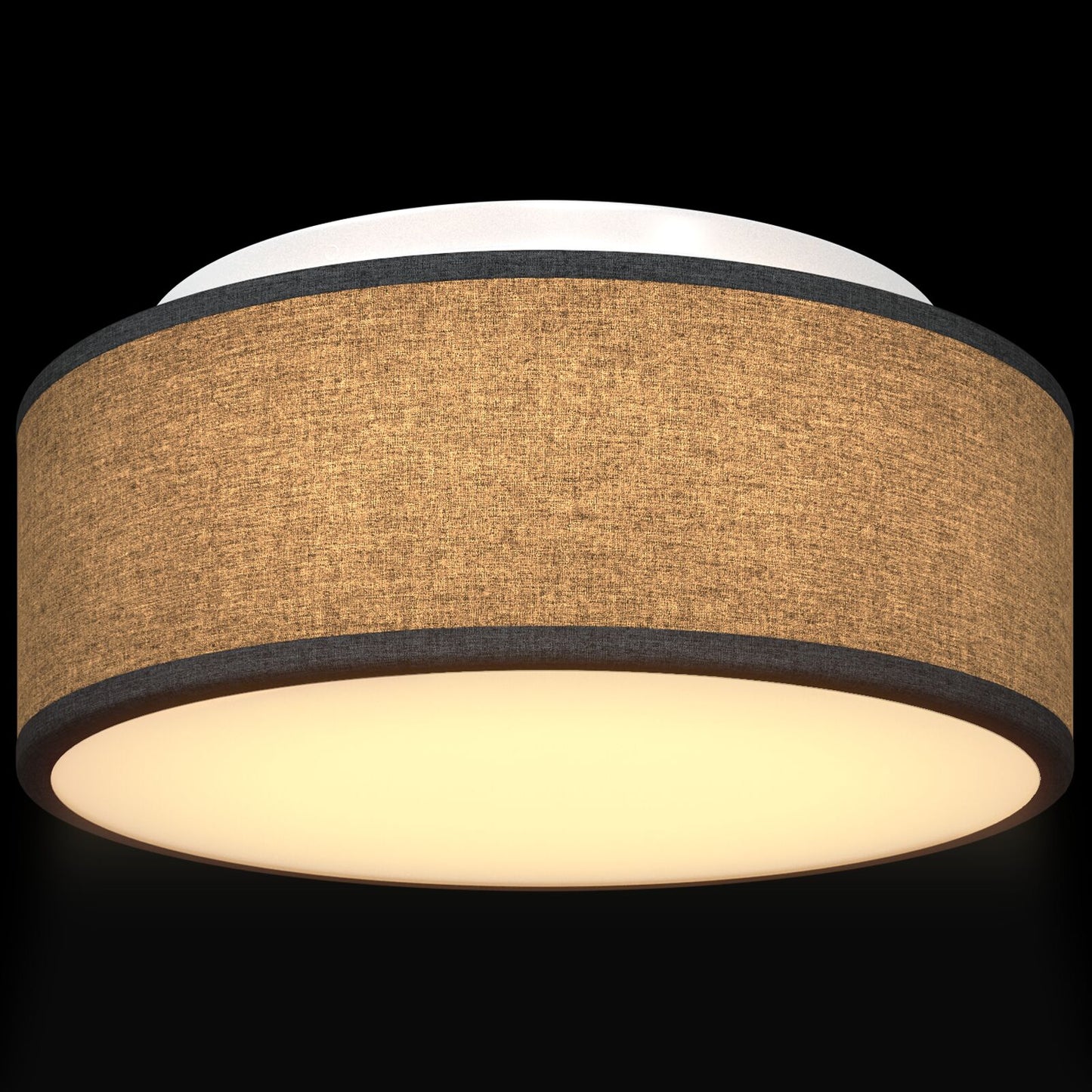 Plafondlamp Flush Mount Ø 30 Cm Stof E27 Ø30 x 13.5 cm Zwart zonder sterrenlampenkap