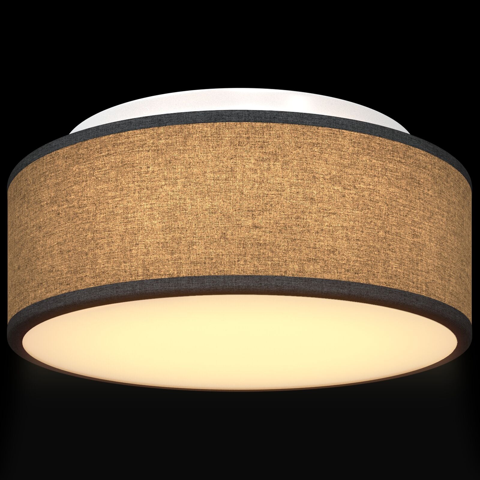 Plafondlamp Flush Mount Ø 30 Cm Stof E27 Ø30 x 13.5 cm Zwart zonder sterrenlampenkap