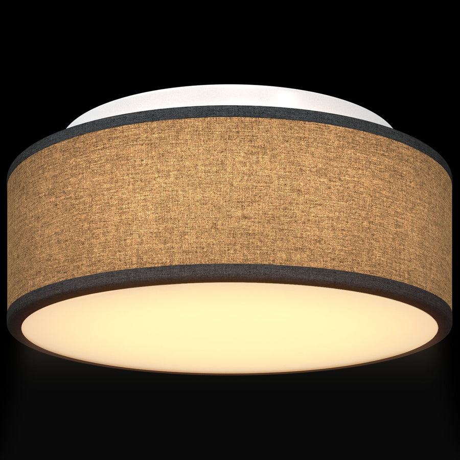 Plafondlamp Flush Mount Ø 30 Cm Stof E27 Ø30 x 13.5 cm Zwart zonder sterrenlampenkap