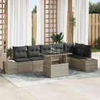 Garden Sofa Set with Storage 7 pcs Light Grey Poly Rattan