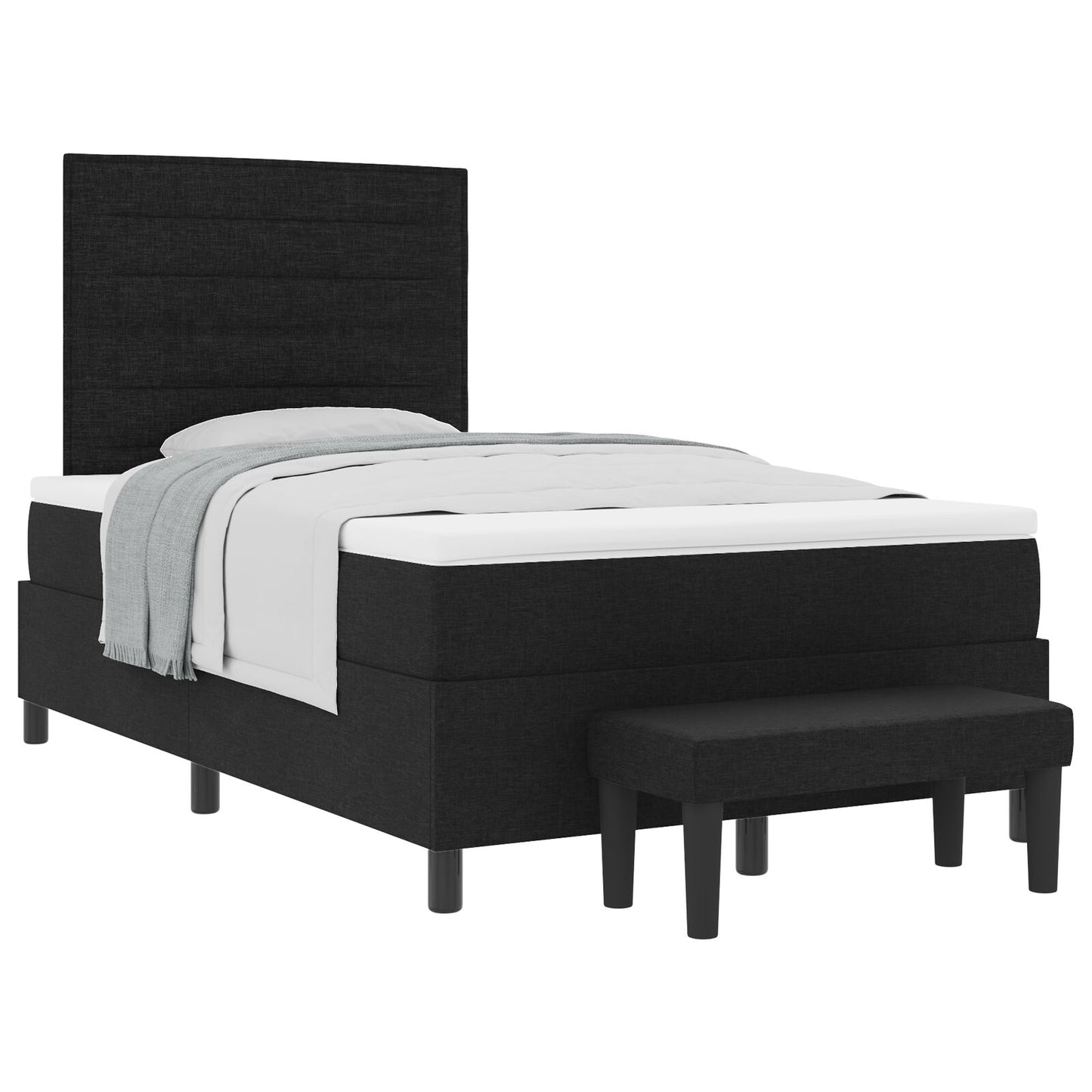 Boxspring Bed Met Matras & Bank Zwart 120X200 Cm Stof Donkergrijs