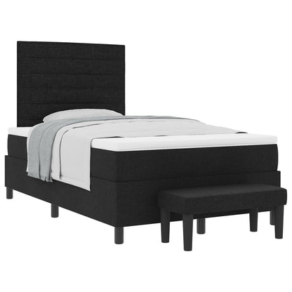Boxspring Bed Met Matras & Bank Zwart 120X200 Cm Stof Donkergrijs