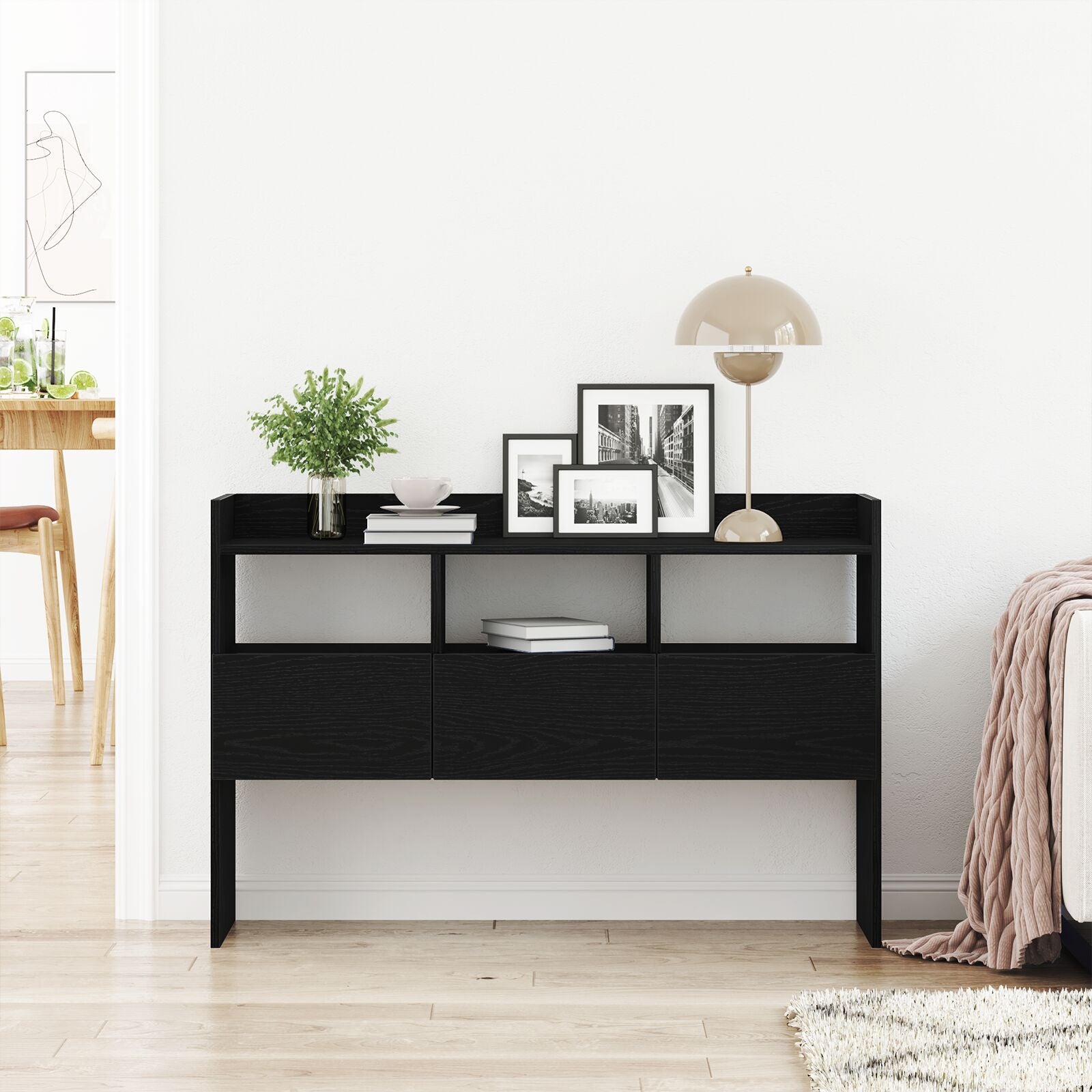 Zwarte Eik Sidetable 105X30X70 Cm Geengineerd Hout