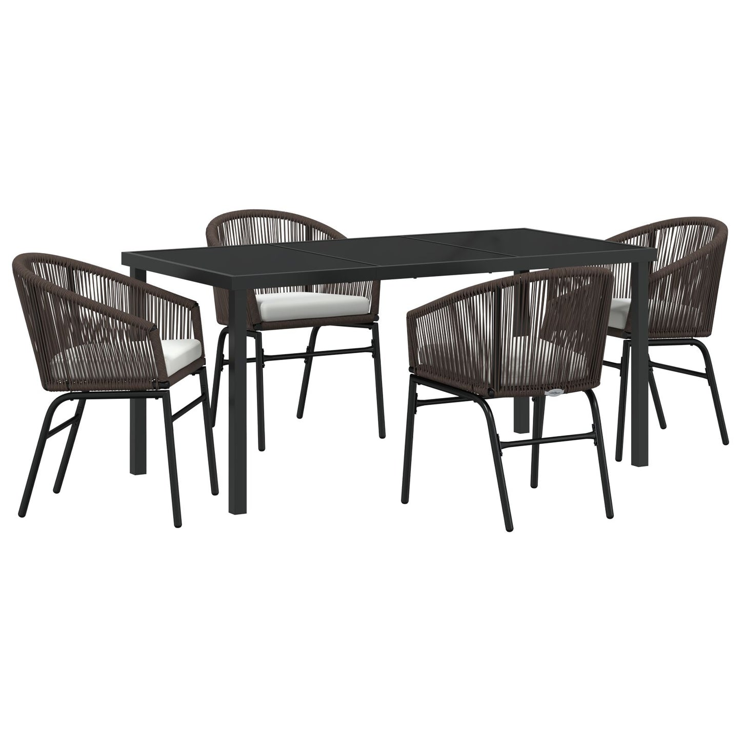 5-Delige Tuin Eetset Bruin Poly Riet