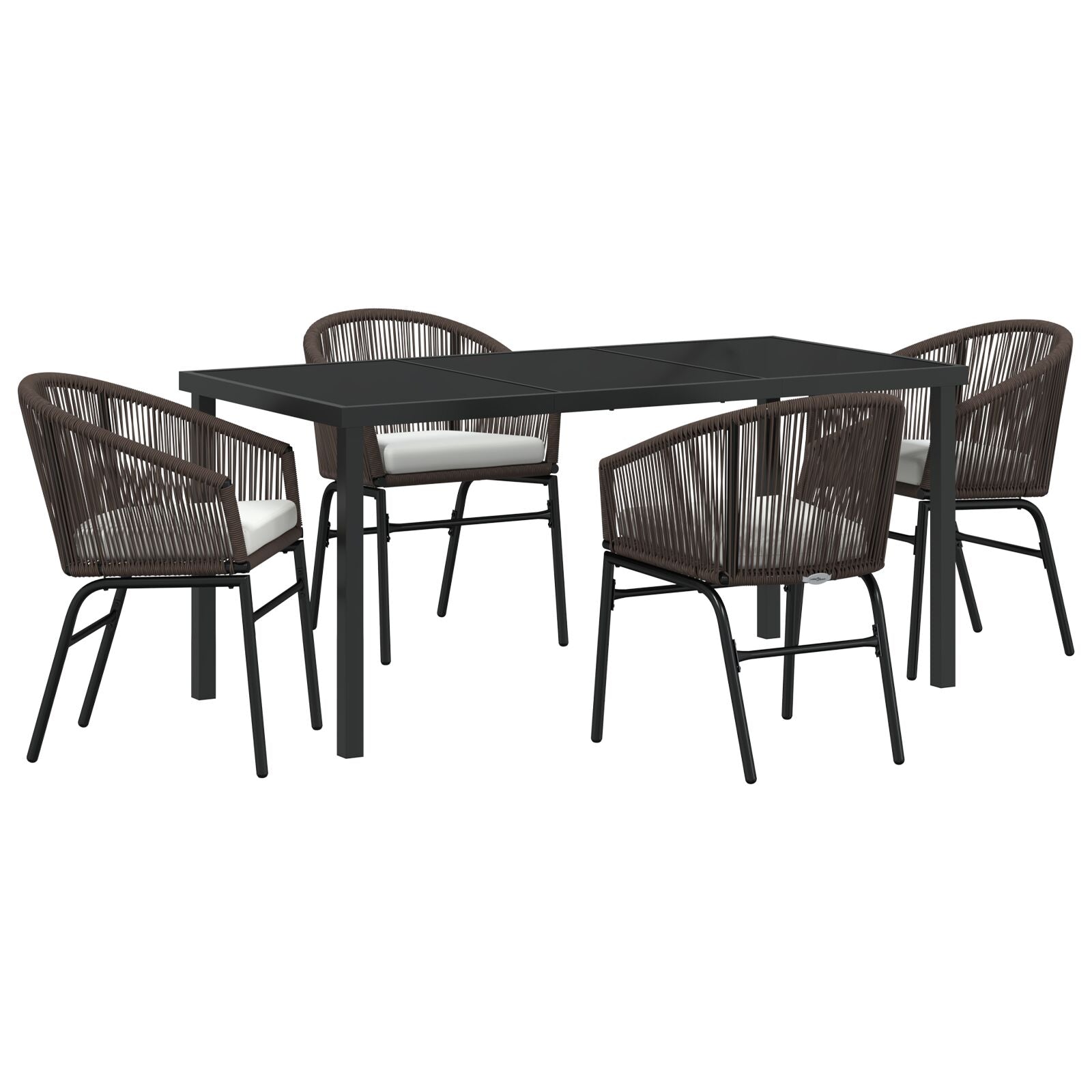 5-Delige Tuin Eetset Bruin Poly Riet