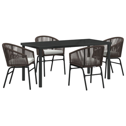5-Delige Tuin Eetset Bruin Poly Riet