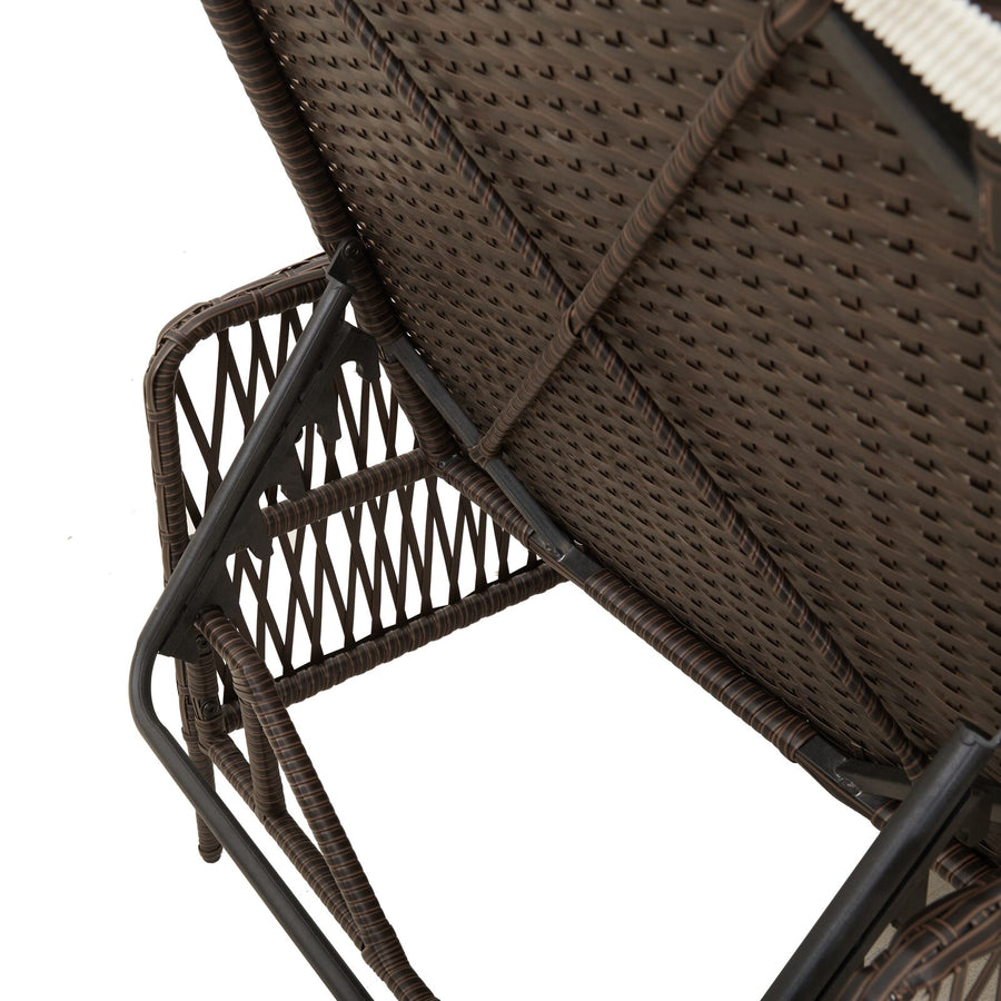 Zonnebankset Set Van 3 Bruin En Crèmewit Pe Rattan, Metaal