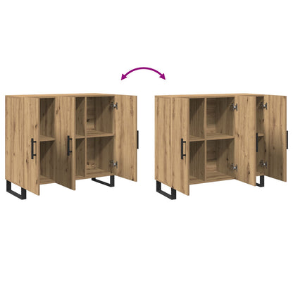 Dressoir Met 3 Deuren Artisan Eikenhout 90X34X80 Cm Gelaagd Hout