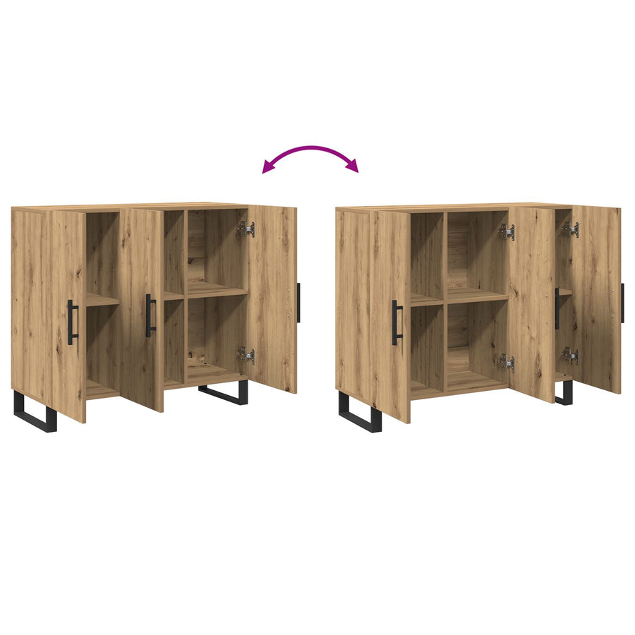 Dressoir Met 3 Deuren Artisan Eikenhout 90X34X80 Cm Gelaagd Hout