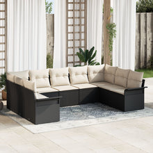 9-Delige Tuinbankset Met Kussens Poly Rattan Zwart en crème. zonder tafel