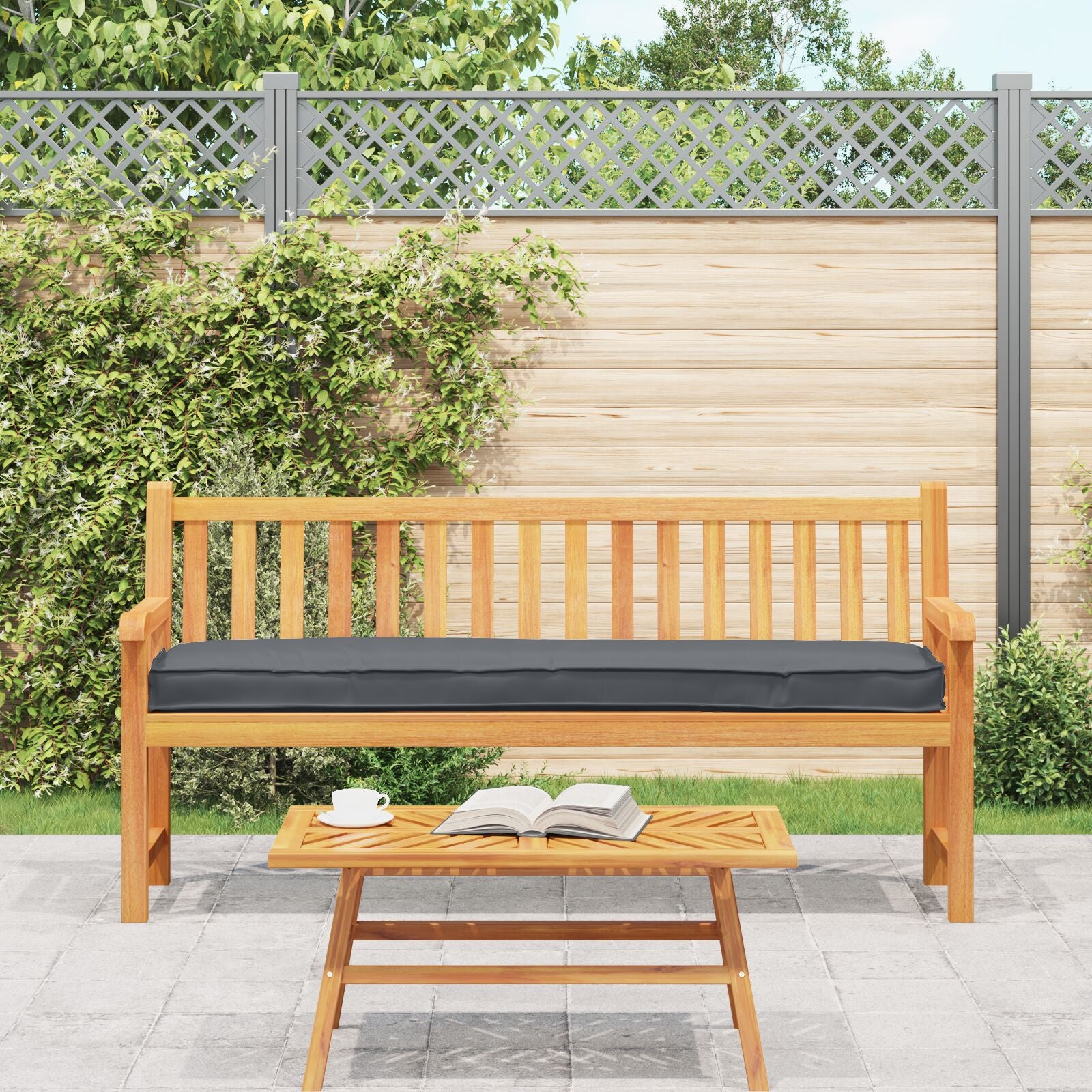 Pallet Kussens Voor De Bank 2 Stuks 180X40X8 Cm Polyester Grijs