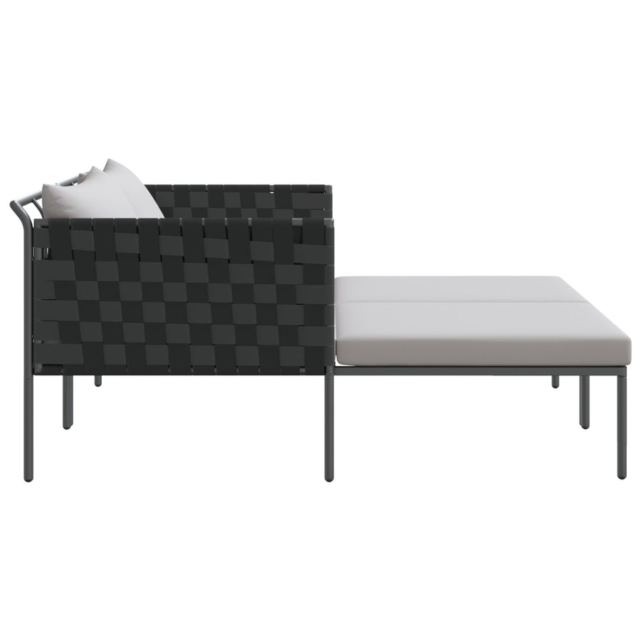 Zonnenbed Met Kussens Voor 2 Personen Antraciet 115X153X69,5 Cm Staal Lichtgrijs