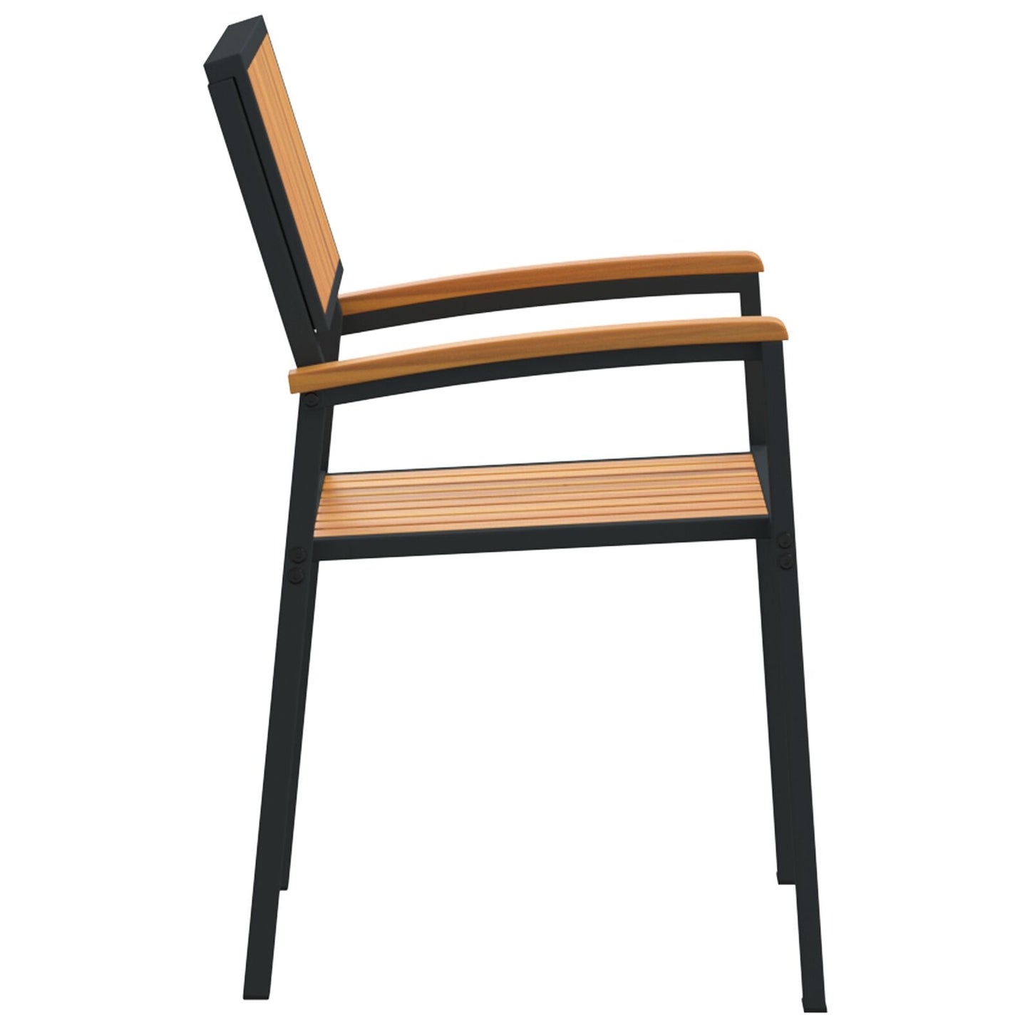 Tuinstoelen 4 Stuks Stapelbaar Massief Acaciahout & Metaal Natuur en zwart
