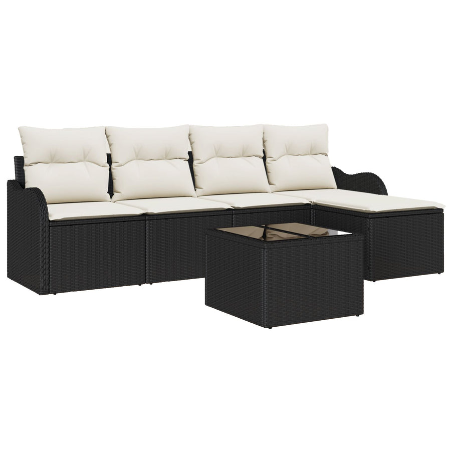 5-delige tuinbankset met kussens bruin poly rattan, vidaXL 2-zits tuinbank met kussens zwart poly rattan