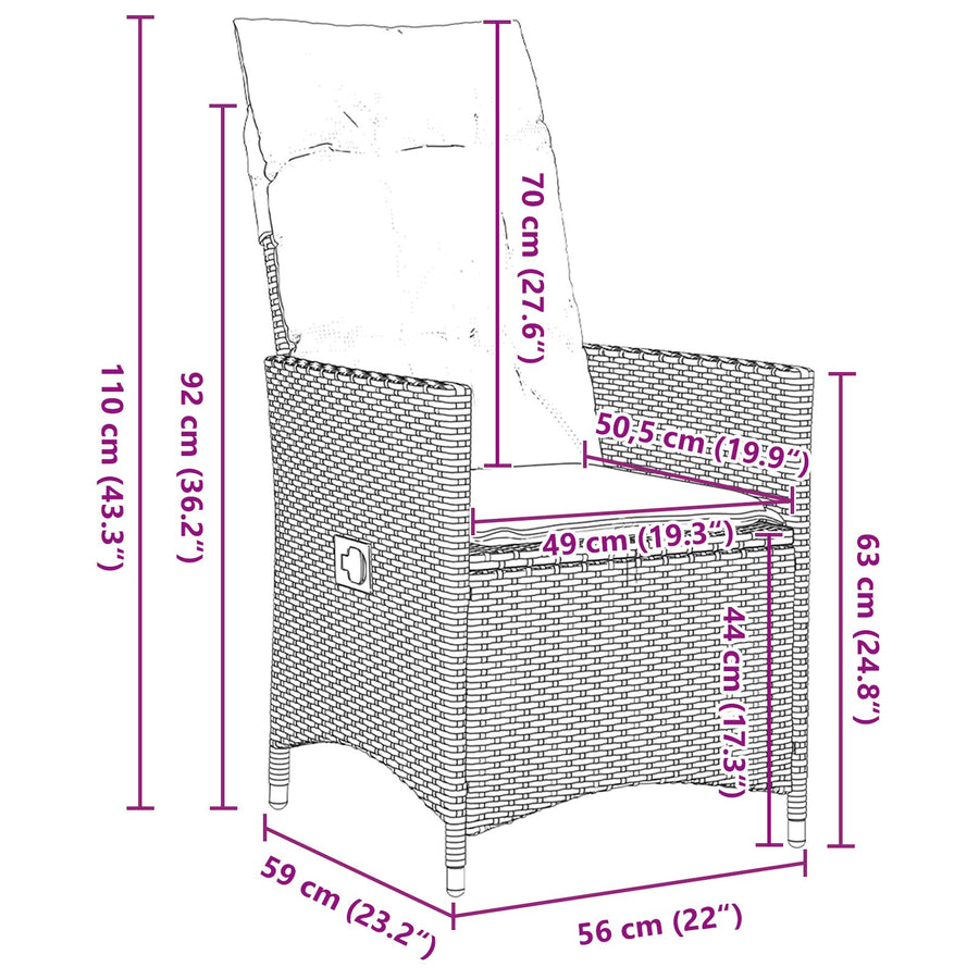 5 Delige Tuin Eetset Met Kussens Zwart Poly Rattan