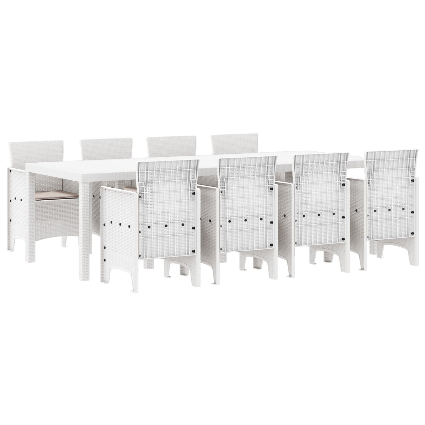 9-Delige Tuin Eettafel Set Met Kussens Lichtgrijze Poly Rattan