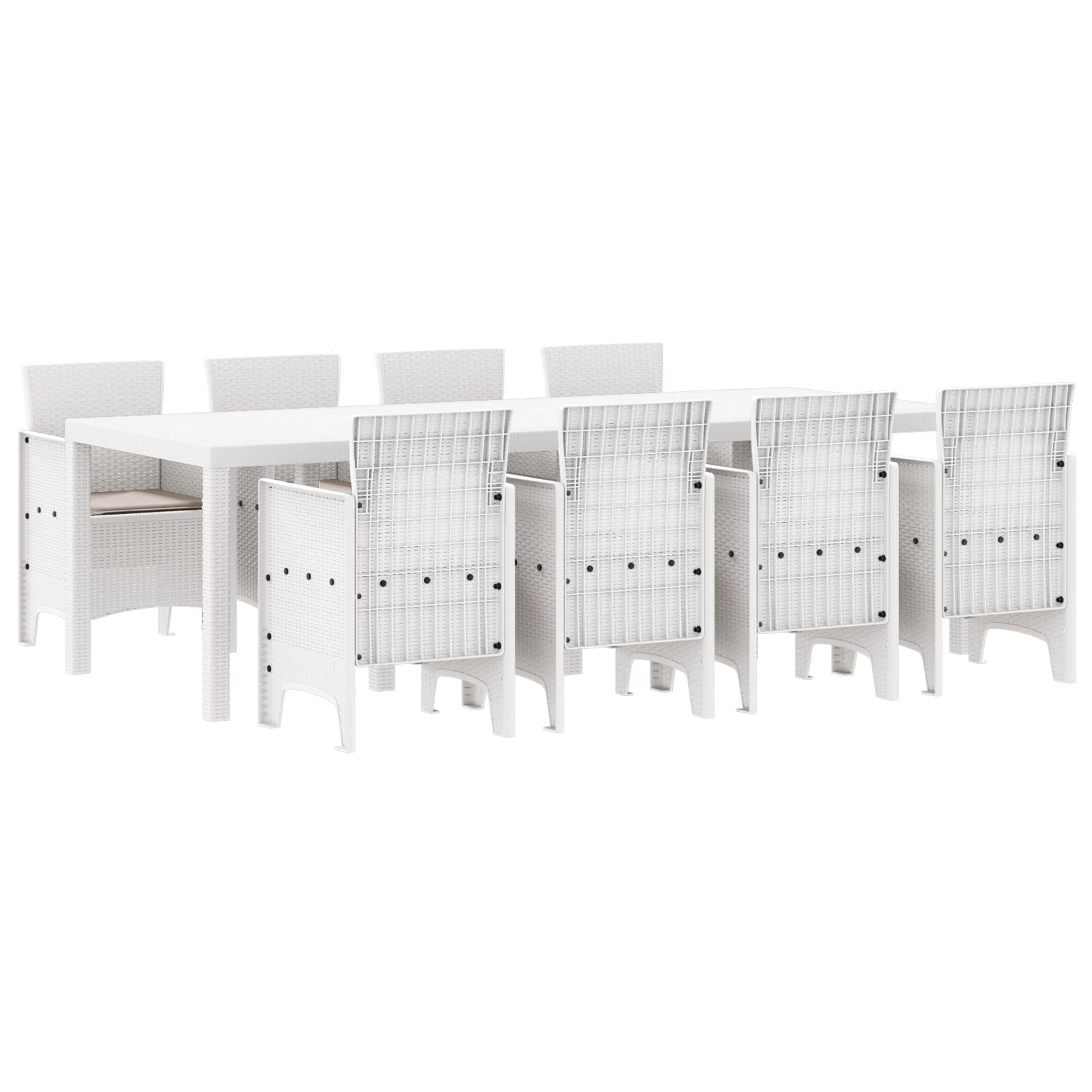 9-Delige Tuin Eettafel Set Met Kussens Lichtgrijze Poly Rattan