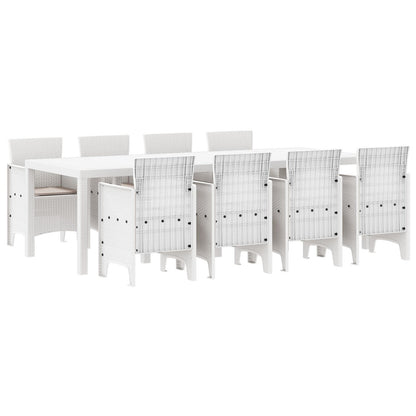 9-Delige Tuin Eettafel Set Met Kussens Lichtgrijze Poly Rattan