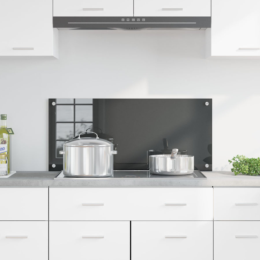Keuken Achterwand 90X40X0,6 Cm Gehard Glas Donkergrijs 90 x 40 cm