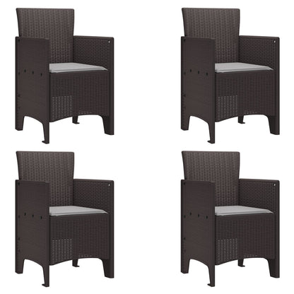 Tuinstoelen Met Kussens 4 Stuks Poly Rattan Lichtgrijs Bruin