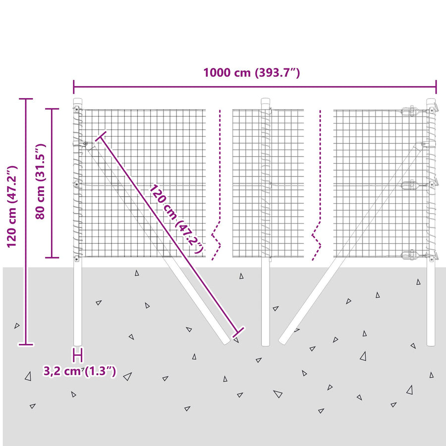 Gelast Draadhek Met 7 Posts Groen 0,8X10 M Staal Gegalvaniseerd Staal