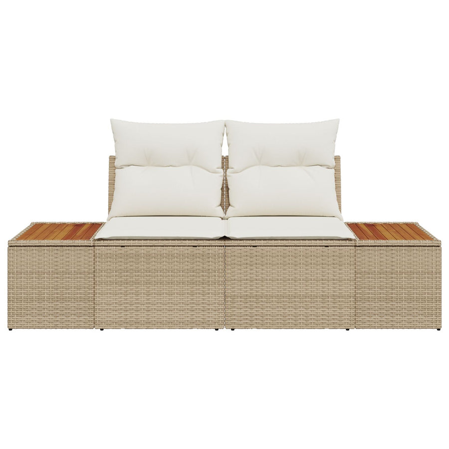 2-Persoons Tuin Sofa Met Kussens Poly Rattan Beige en crème zonder opbergruimte