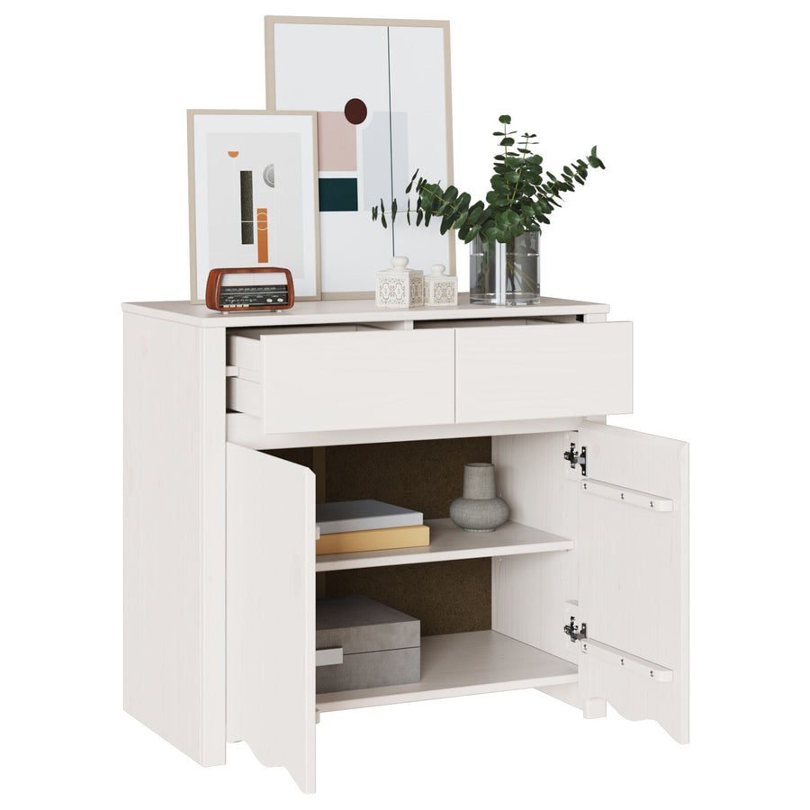 Dressoir ""Drammen"" 79X43X75,5 Cm Massief Hout Vuren Wit