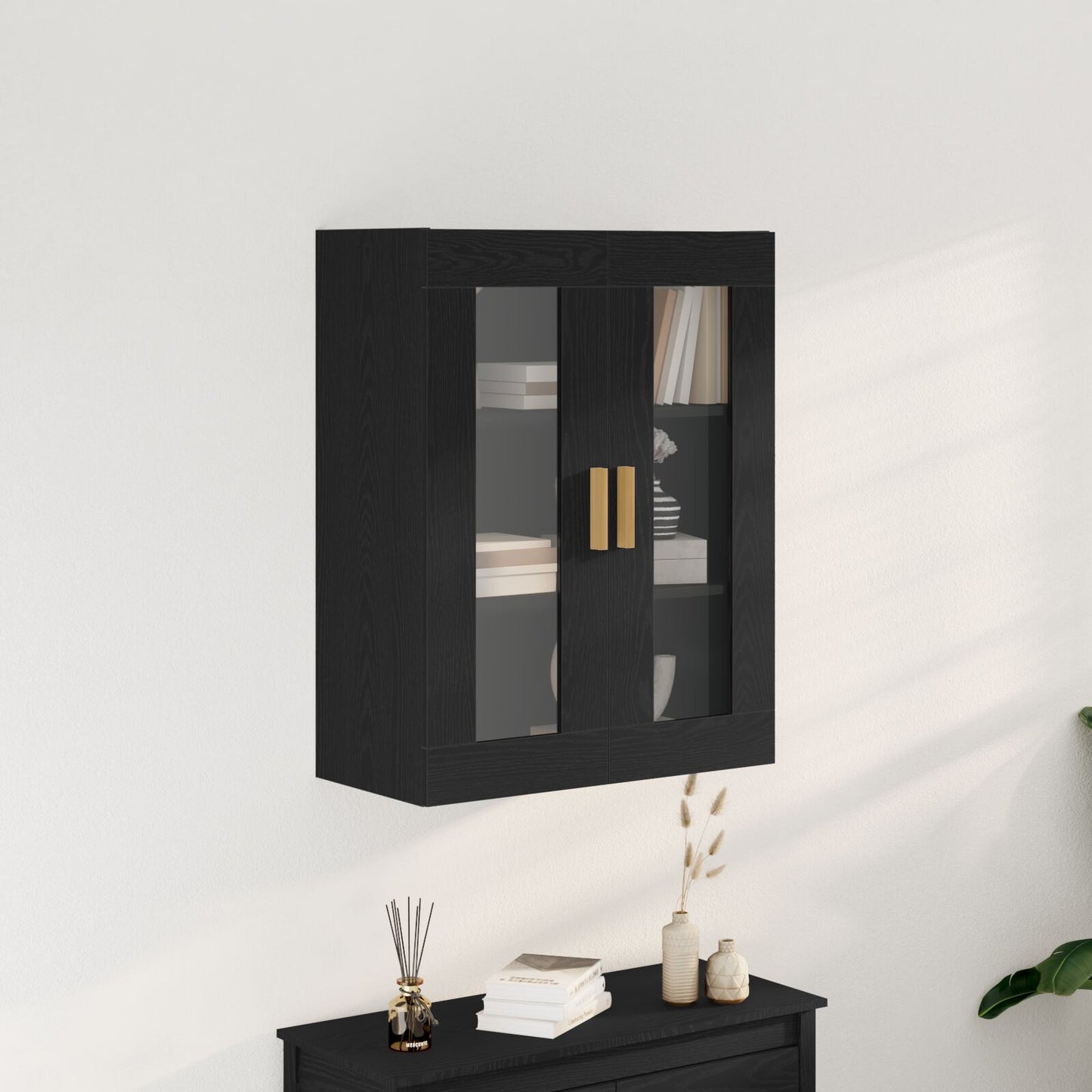 Zwart Eiken Muurkast - 69,5X34X90 Cm