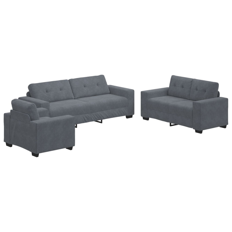 3-Delige Bankset Met Kussens Donkergrijs Velvet