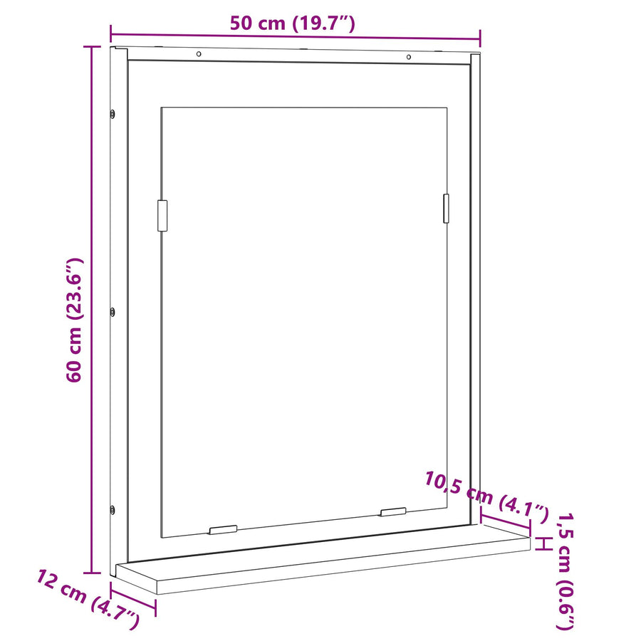 Badkamer Spiegel Met Plank Sonoma Eik 50X12X60 Cm Geengineerd Hout Zwart Eiken
