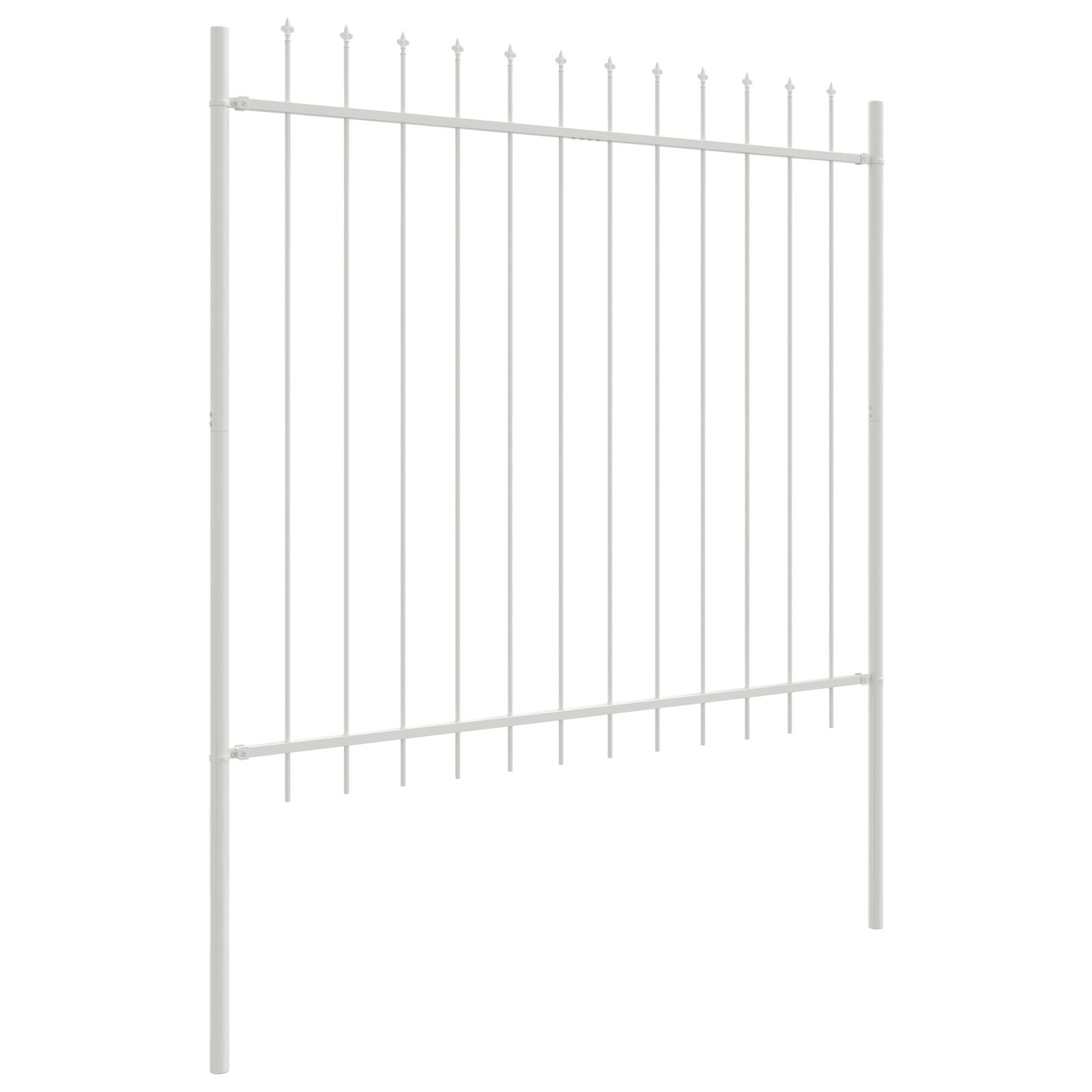 Tuinhek Met Spitse Top 13,6X1,5 M Staal Wit 1.5 m 13.6 m