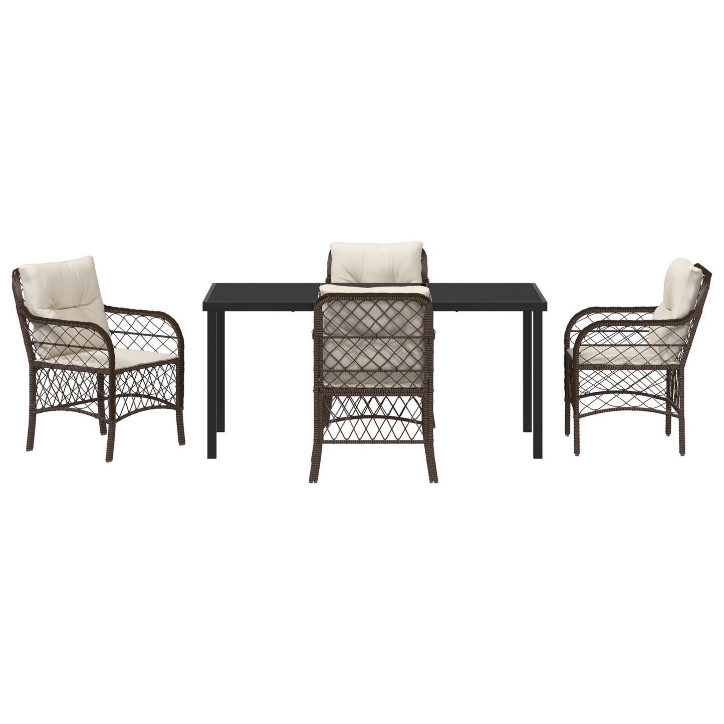 5-Delige Tuin Eetset Met Kussens Bruin Poly Rattan