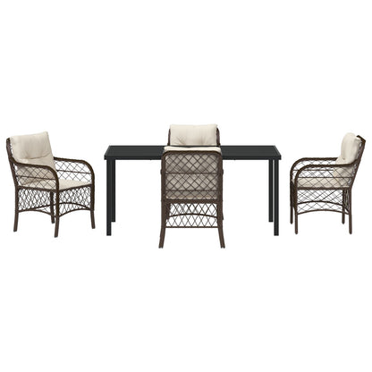 5-Delige Tuin Eetset Met Kussens Bruin Poly Rattan