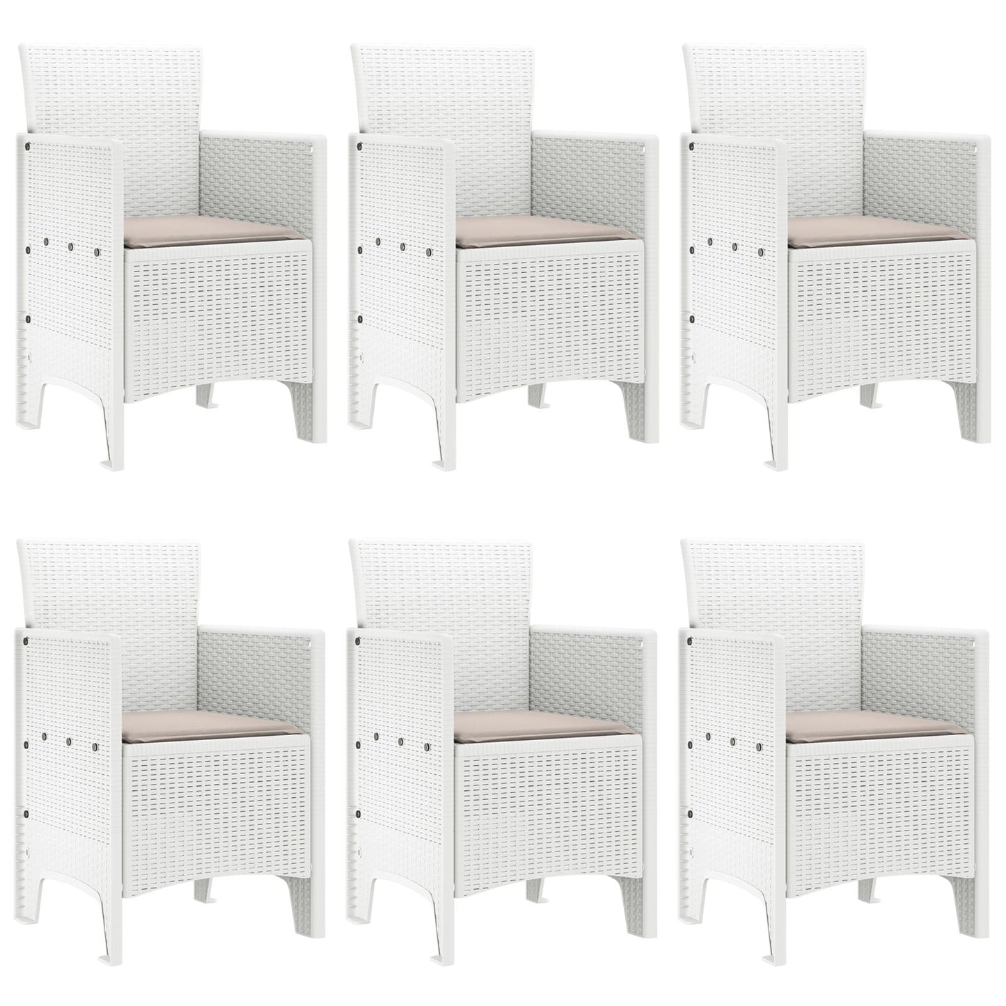 7-Persoons Tuin Eetset Met Kussens Wit Poly Rattan