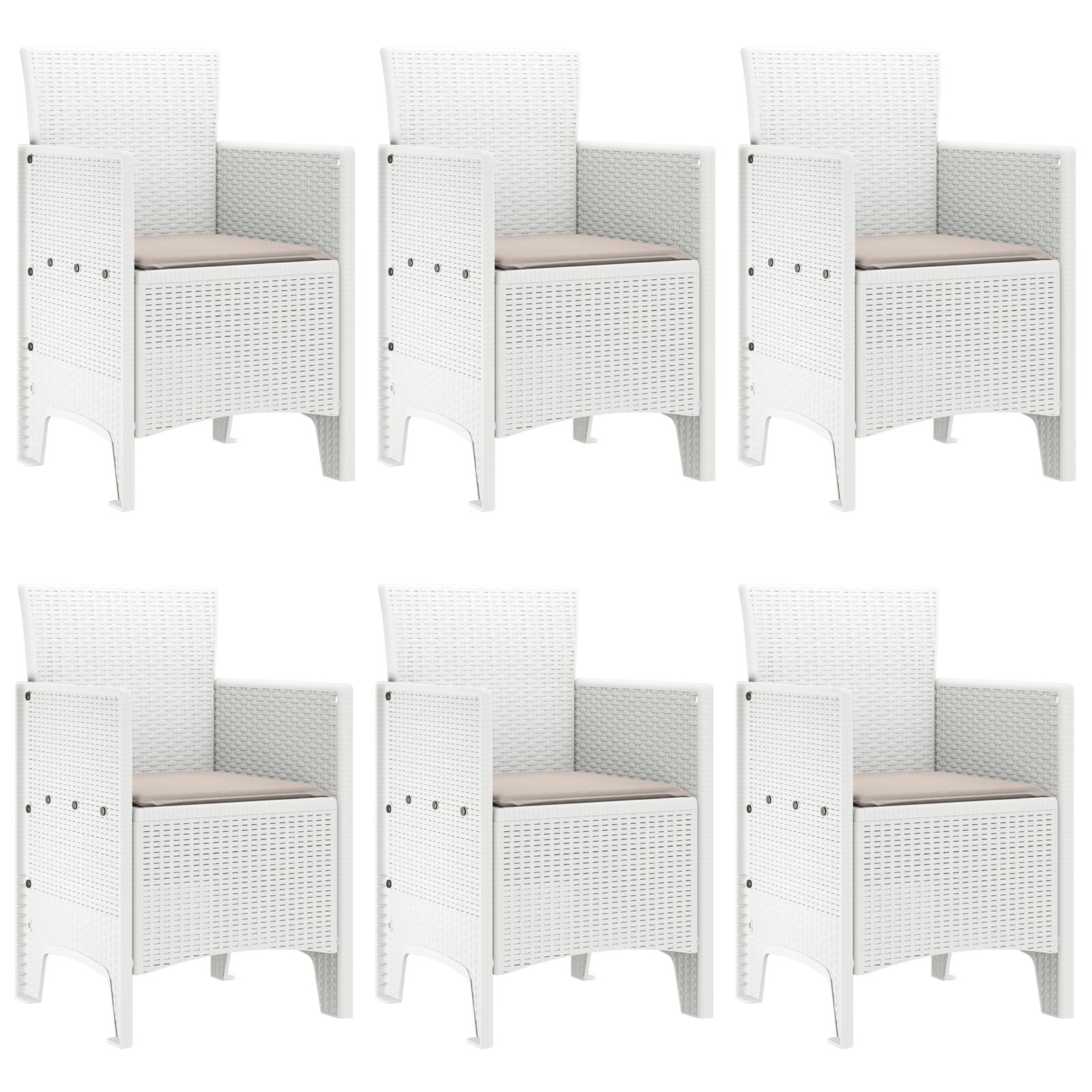 7-Persoons Tuin Eetset Met Kussens Wit Poly Rattan