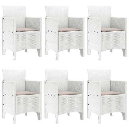 7-Persoons Tuin Eetset Met Kussens Wit Poly Rattan