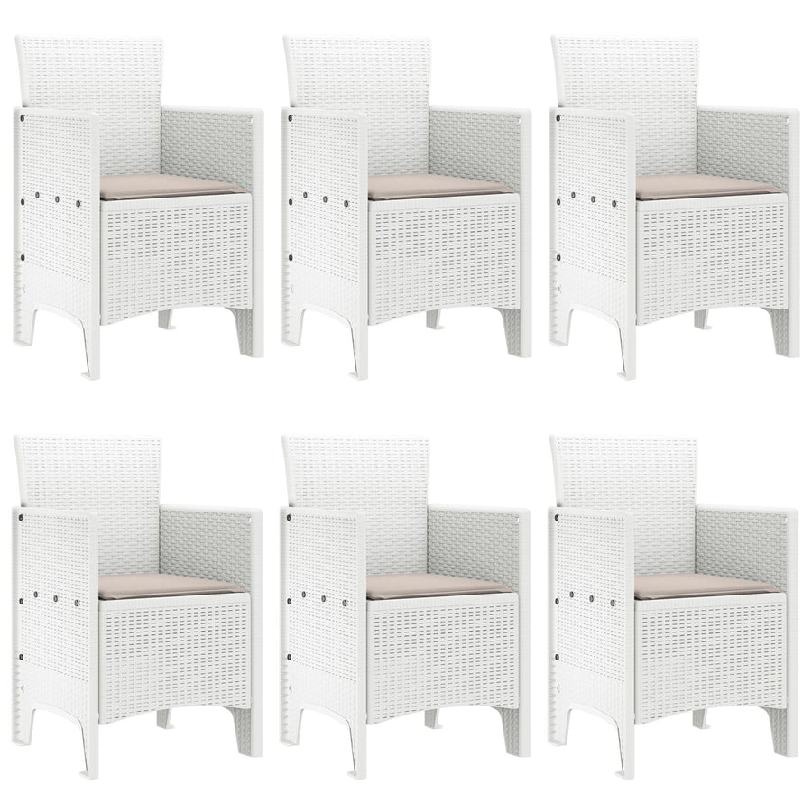 7-Persoons Tuin Eetset Met Kussens Wit Poly Rattan