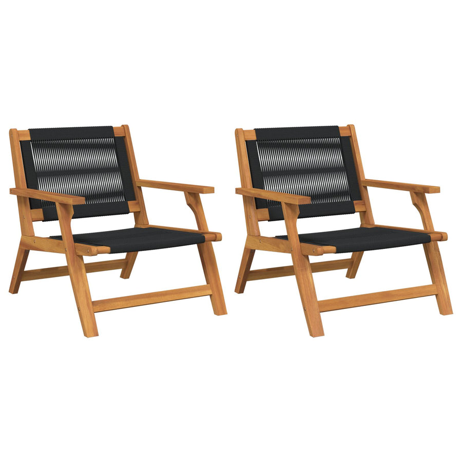 Tuinstoelen 2 Stuks 67X77X73 Cm Massief Acaciahout Zwart 2x stoel