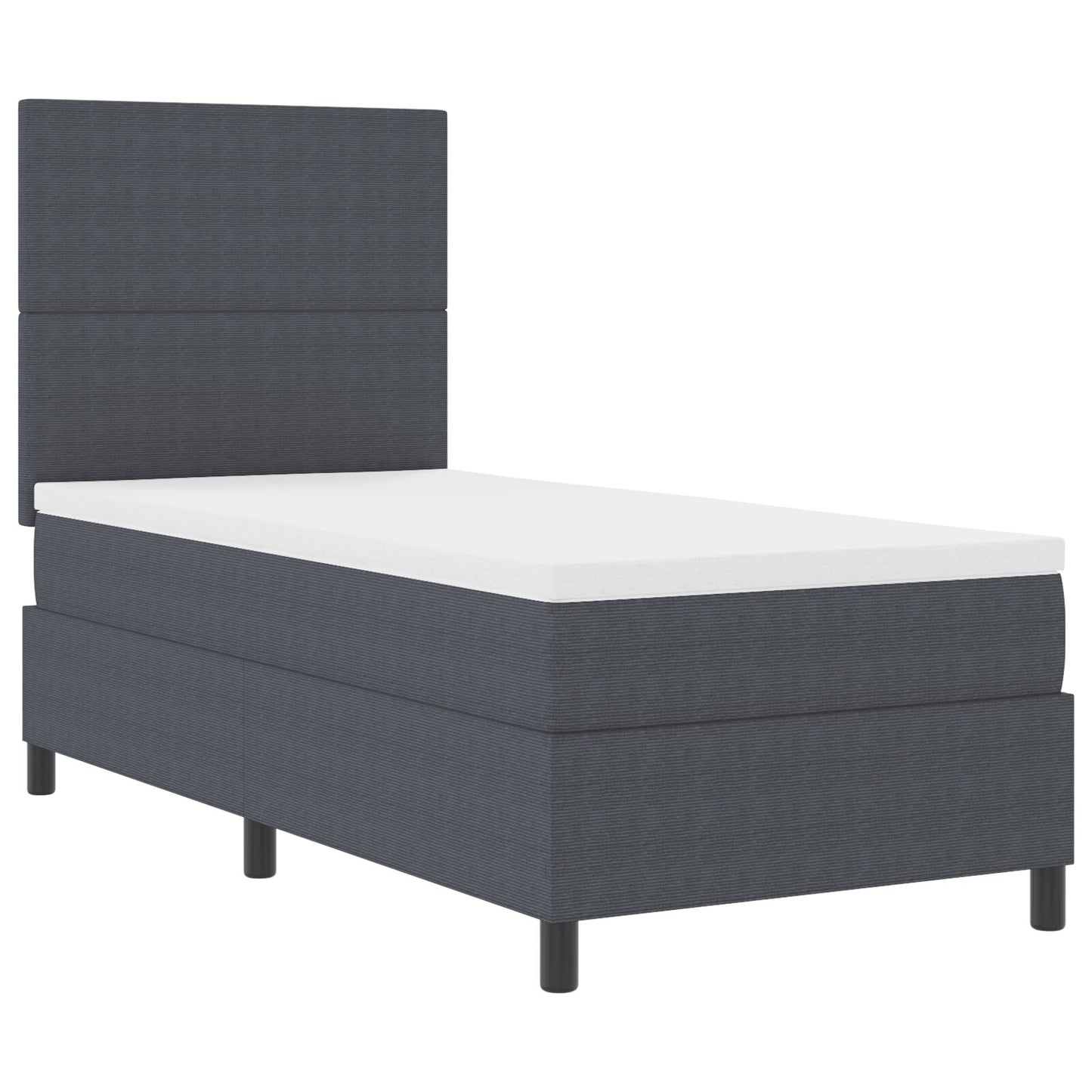Boxspring Bed Met Matras Donkergrijs 90X200 Cm Corduroy Stof