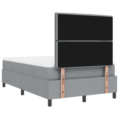 Boxspring Bed Met Matras Stof Lichtgrijs 120 x 200 cm Lijnen ontwerp