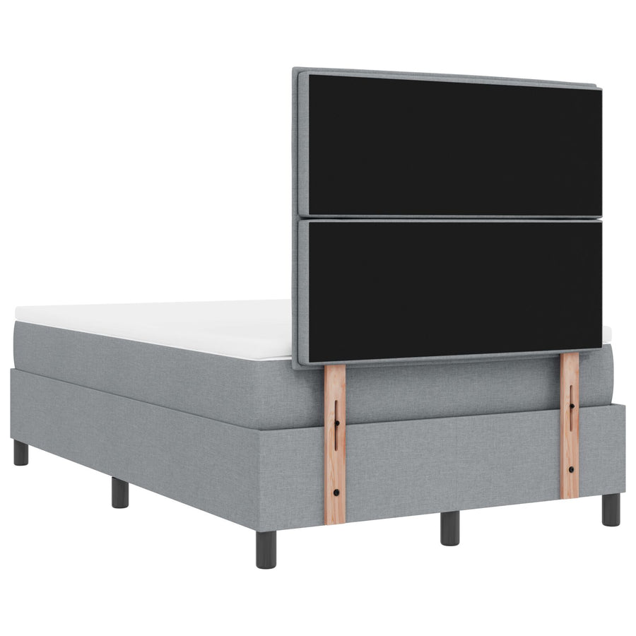Boxspring Bed Met Matras Stof Lichtgrijs 120 x 200 cm Lijnen ontwerp