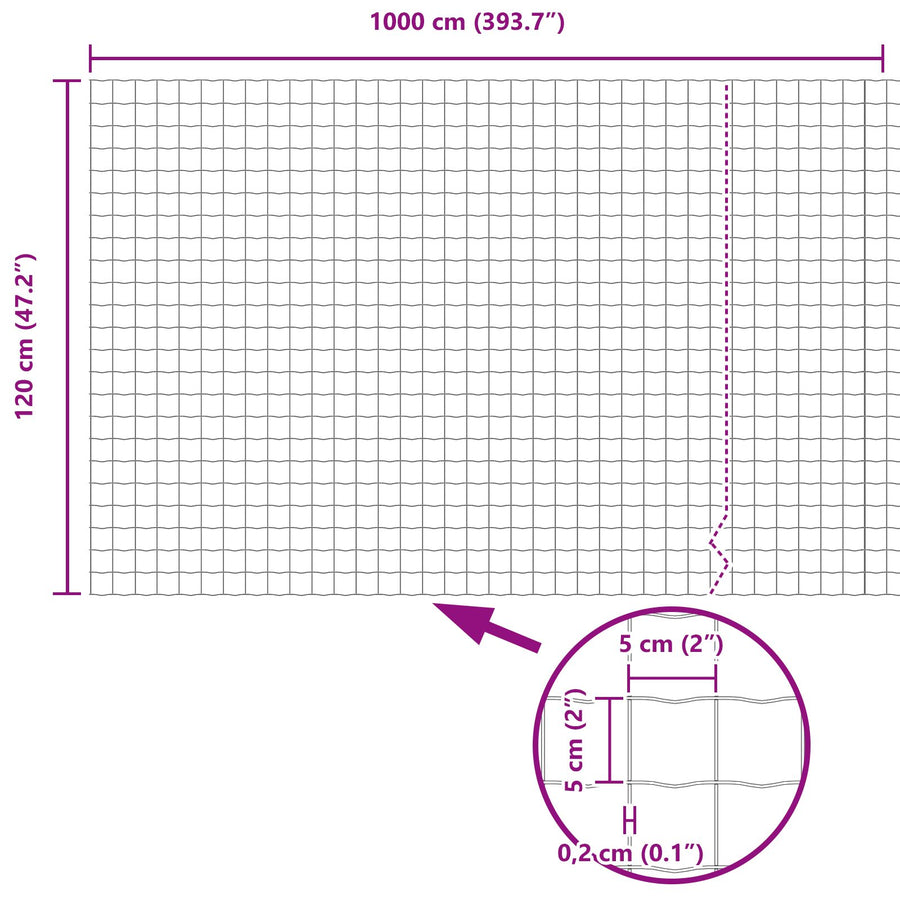 Tuinhekset Set Van 2 Gegalvaniseerd Staal 10 X 1.2 M Duurzaam