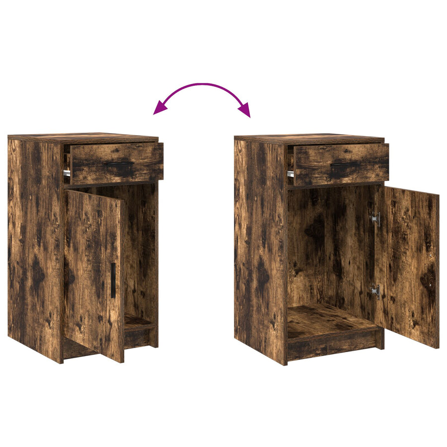 2-Delige Kaptafelset Met Led Rokerig Eiken Engineered Hout