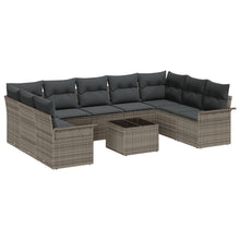 9-Delige Tuin Sofa Set Met Kussens Zwart Poly Rattan Grijs met tafel