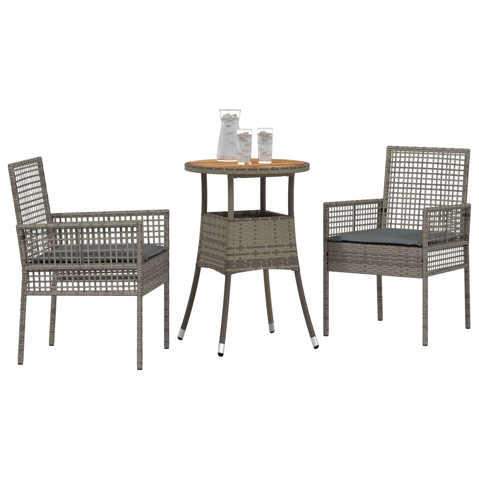 Eetmeubel Set Set Van 3 Grijs Riet, Metaal