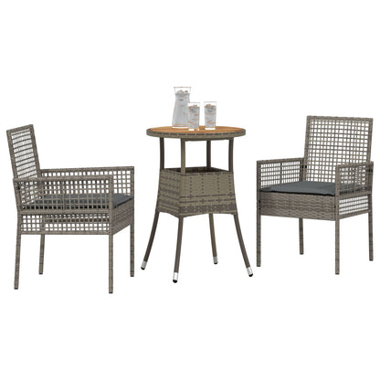 Eetmeubel Set Set Van 3 Grijs Riet, Metaal