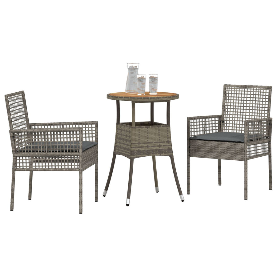 Eetmeubel Set Set Van 3 Grijs Riet, Metaal