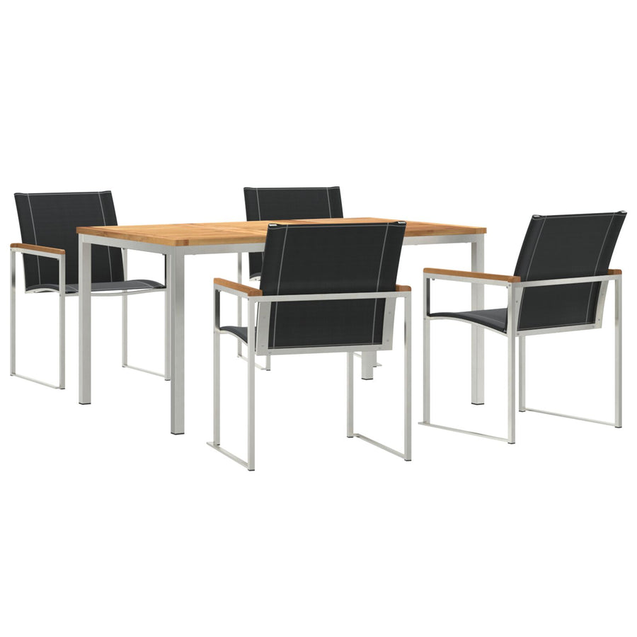 5 Delige Tuin Eettafel Set Massief Hout Acacia, vidaXL Buiten Eettafel 150x90x75 cm Massief Hout Acacia